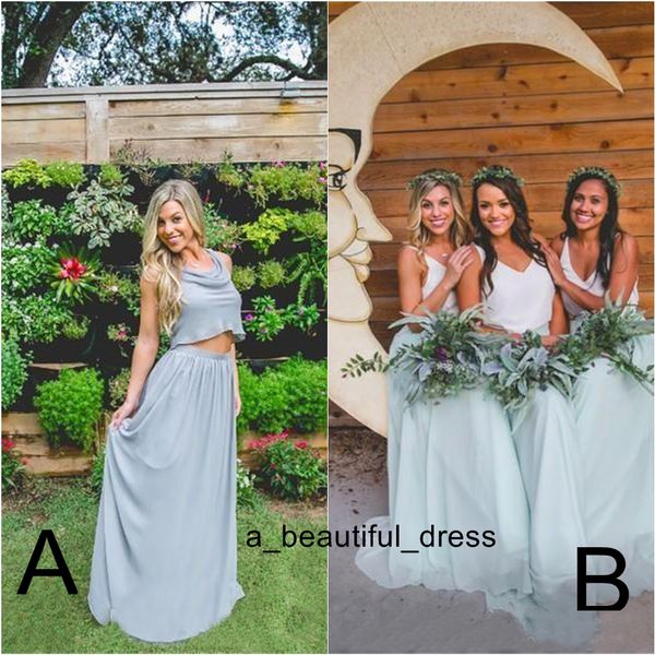 two pieces dusty blue bridesmaid dresses v neck a line floor length formal wedding guest dress chiffon maid of honors dresses custom, White;pink
two pieces dusty blue bridesmaid dresses v neck a line floor length formal wedding guest dress chiffon maid of honors dresses custom, White;pink