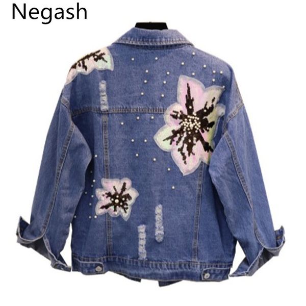women autumn spring brand denim jacket coat students relaxed leisure long-sleeved glitter bead holes embroidered jean jackets, Black;brown
women autumn spring brand denim jacket coat students relaxed leisure long-sleeved glitter bead holes embroidered jean jackets, Black;brown