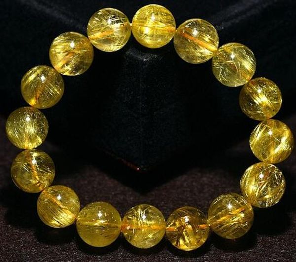 natural gold rutilated quartz gold hair beads wealth bracelet 6mm crystal, Black
natural gold rutilated quartz gold hair beads wealth bracelet 6mm crystal, Black