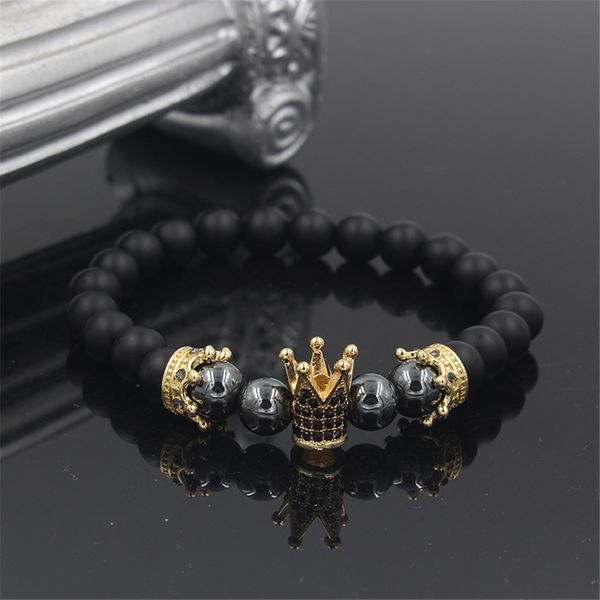 new style fashion bracelet black abrasive bronze beads bracelet with zircon crown elastic for men and women
new style fashion bracelet black abrasive bronze beads bracelet with zircon crown elastic for men and women