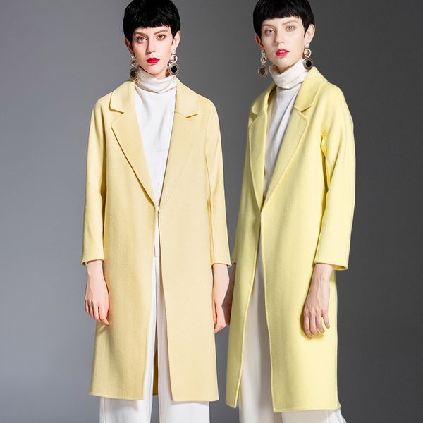 long woolen blends cashmere coats for women 2019 autumn winter ladies jackets plus size overcoat double sided yellow office, Black
long woolen blends cashmere coats for women 2019 autumn winter ladies jackets plus size overcoat double sided yellow office, Black