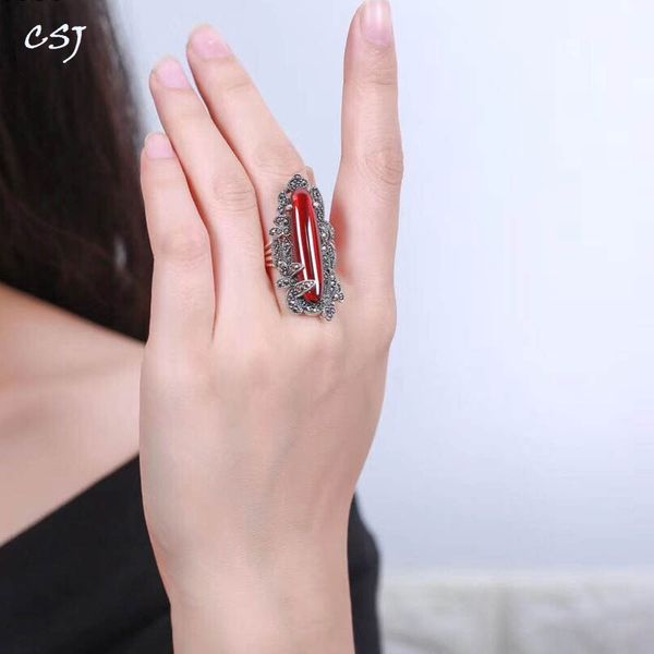 csj adjustable ring sterling 925 thai silver black agate or created red ring fine jewelry women party wedding gift, Golden;silver
csj adjustable ring sterling 925 thai silver black agate or created red ring fine jewelry women party wedding gift, Golden;silver
