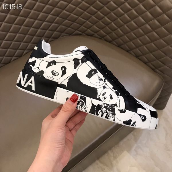 

NEW Mens designers shoes DOLCE & GABBANA Portofino Sneakers In Printed leather DG white ace men Shoes high quality with box v00