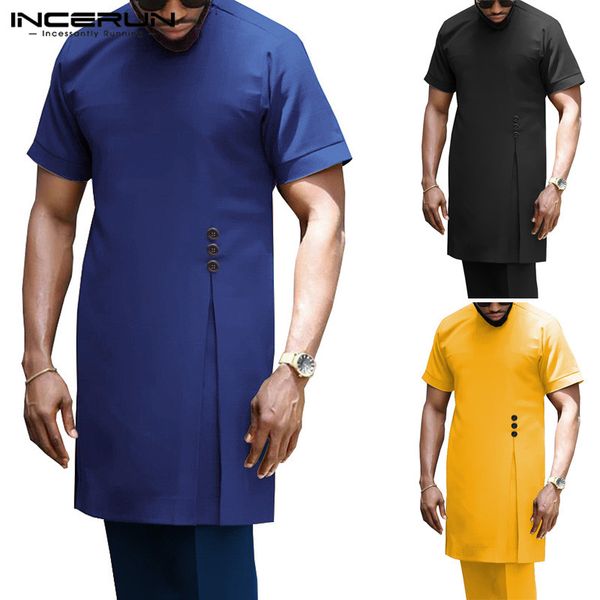 men short sleeve robes casual round neck buttons long shirts man solid color muslim kaftan blouse streetwear plus size, White;black
men short sleeve robes casual round neck buttons long shirts man solid color muslim kaftan blouse streetwear plus size, White;black