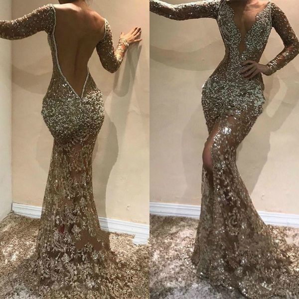 south african front split prom dresses long sleeves mermaid evening gowns sheer v neck lace appliqued beads tulle cocktail party dress, Black
south african front split prom dresses long sleeves mermaid evening gowns sheer v neck lace appliqued beads tulle cocktail party dress, Black