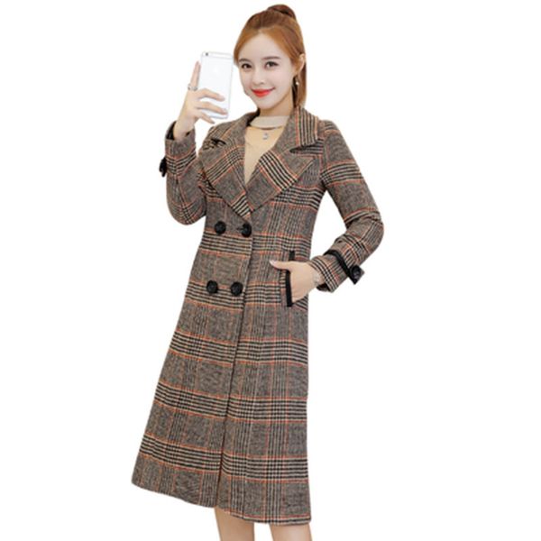 spring autumn women's wool plaid coat new fashion woolen coat female winter long wool jackets female outerwear plus size 3xl, Black
spring autumn women's wool plaid coat new fashion woolen coat female winter long wool jackets female outerwear plus size 3xl, Black