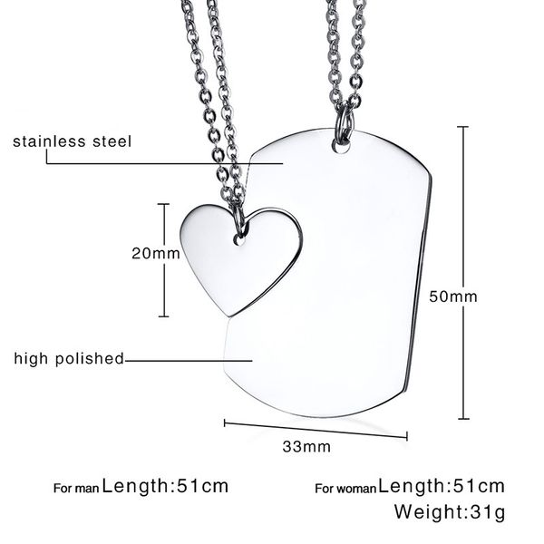 couple love puzzle titanium steel pendant necklace fashion simple surprise romantic anniversary fashion couple jewelry necklace, Silver
couple love puzzle titanium steel pendant necklace fashion simple surprise romantic anniversary fashion couple jewelry necklace, Silver