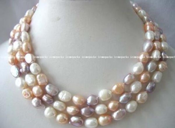 50 "blanco rosa púrpura agua dulce perla barroca collar 8-9mm, Silver 
50 "blanco rosa púrpura agua dulce perla barroca collar 8-9mm, Silver