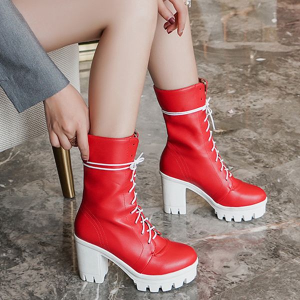sarairis 2019 plus size 43 fashion platform mid calf boots woman shoes high heels shoelaces autumn winter shoes woman boots, Black
sarairis 2019 plus size 43 fashion platform mid calf boots woman shoes high heels shoelaces autumn winter shoes woman boots, Black