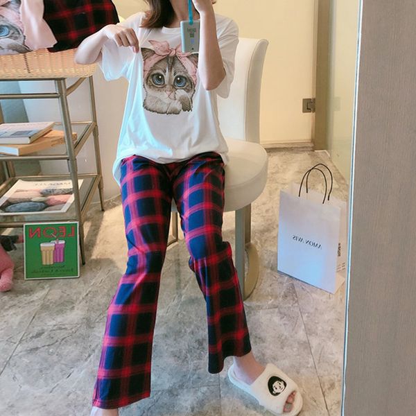 women's sleepwear fashion woman lovely wear leisure clothes personality 2021 summer short sleeved women pajamas for pyjamas sets nightw, Black;red
women's sleepwear fashion woman lovely wear leisure clothes personality 2021 summer short sleeved women pajamas for pyjamas sets nightw, Black;red