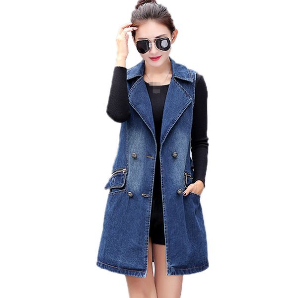 b2472 2019 spring and autumn new style fashion big size women long paragraph denim vest coat wholesale, Black;white
b2472 2019 spring and autumn new style fashion big size women long paragraph denim vest coat wholesale, Black;white