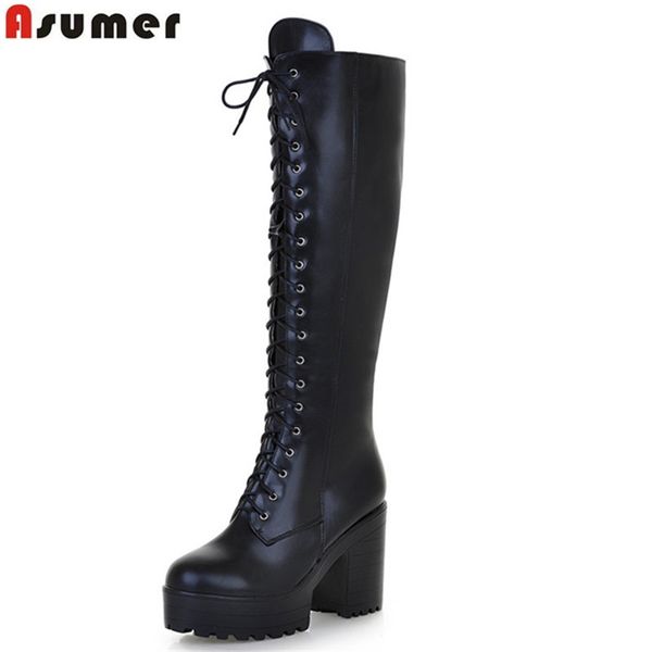 asumer 2018 new arrive women boots fashion solid color ladies boots zipper lace up knee high big size 34-43, Black
asumer 2018 new arrive women boots fashion solid color ladies boots zipper lace up knee high big size 34-43, Black