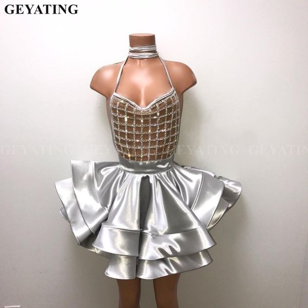halter backless silver crystal short prom dresses for black girls african graduation dress 2019 mini cocktail party dress, White;black
halter backless silver crystal short prom dresses for black girls african graduation dress 2019 mini cocktail party dress, White;black
