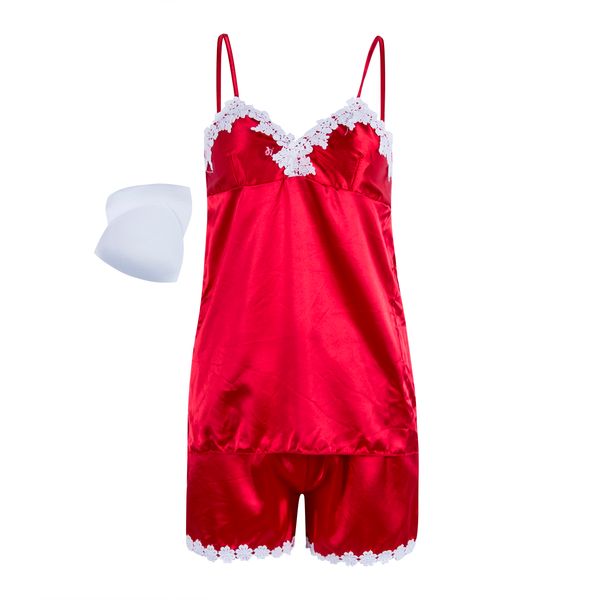 women's 2 pcs exotic apparel sets clothes satiny set shorts lace broaded v neck soft nightwear sleepwear, Black;white
women's 2 pcs exotic apparel sets clothes satiny set shorts lace broaded v neck soft nightwear sleepwear, Black;white