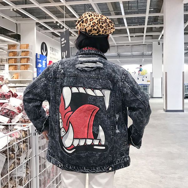2019 spring autumn new korean version street hip hop fashion couple students back spoof spikes graffiti denim jacket, Black;brown
2019 spring autumn new korean version street hip hop fashion couple students back spoof spikes graffiti denim jacket, Black;brown