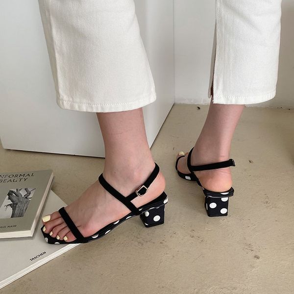women sandals dress sandals square toe open toe dot design fashion square mid heels front rear buckle elegant pumps, Black
women sandals dress sandals square toe open toe dot design fashion square mid heels front rear buckle elegant pumps, Black
