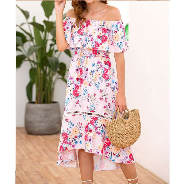 2019 new arrival summer printed womens designer dresses fashion slash neck dress holiday beach women long skirts dress, Black;gray
2019 new arrival summer printed womens designer dresses fashion slash neck dress holiday beach women long skirts dress, Black;gray
