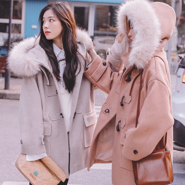 fur collar woolen coat women 2019 winter new girlfriends hooded horn buckle jacket female thick warm woolen coat for lady f1880, Black
fur collar woolen coat women 2019 winter new girlfriends hooded horn buckle jacket female thick warm woolen coat for lady f1880, Black