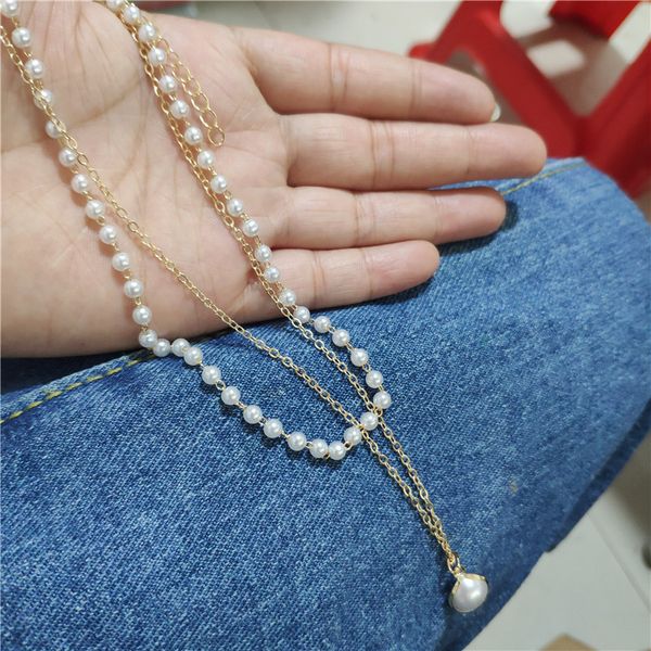 fashion pearl choker necklace women cute girl gold color double layer chain neck pearl pendant korean jewelry woman 2020 collar, Golden;silver
fashion pearl choker necklace women cute girl gold color double layer chain neck pearl pendant korean jewelry woman 2020 collar, Golden;silver