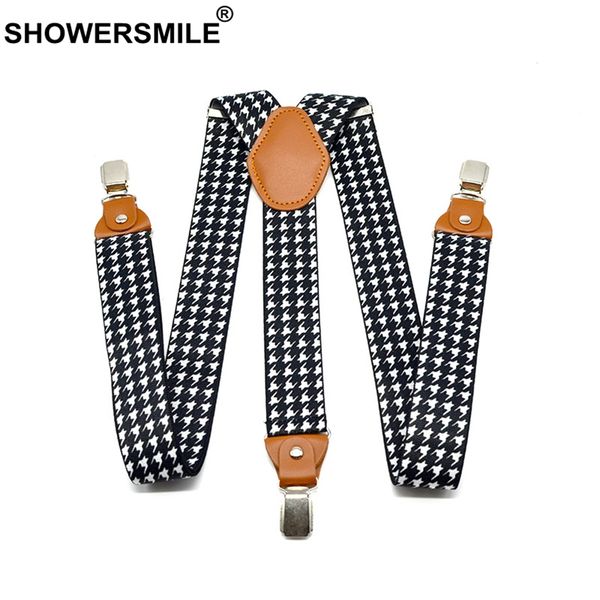 showersmile houndstooth suspenders man for pants fashion casual straps with leather adjustable 3 cilps y back braces male belts, Black;white
showersmile houndstooth suspenders man for pants fashion casual straps with leather adjustable 3 cilps y back braces male belts, Black;white