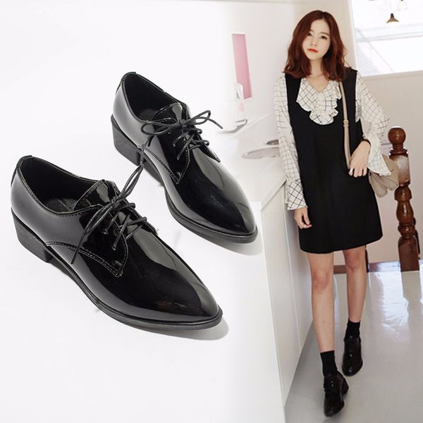 british style patent leather ballet flats shoes woman 2019 casual female sneakers oxfords women's modis autumn pointed toe, Black
british style patent leather ballet flats shoes woman 2019 casual female sneakers oxfords women's modis autumn pointed toe, Black