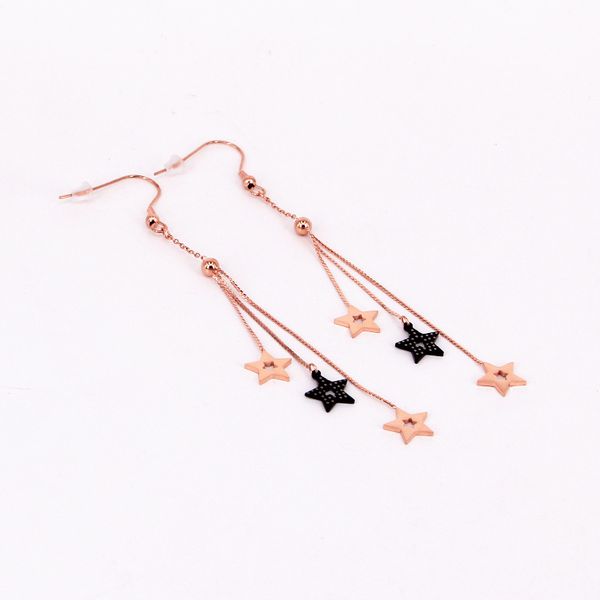 women tassel jewelry anti-allergy stainless steel rose gold star shape drop earrings fashion chains dangle accessories party gif, Silver
women tassel jewelry anti-allergy stainless steel rose gold star shape drop earrings fashion chains dangle accessories party gif, Silver
