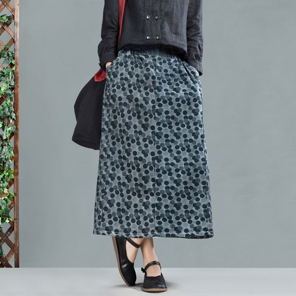 2019 spring summer autumn women's vintage ethnic printing bohemian spliced long elastic waist dot denim skirts female, Black
2019 spring summer autumn women's vintage ethnic printing bohemian spliced long elastic waist dot denim skirts female, Black