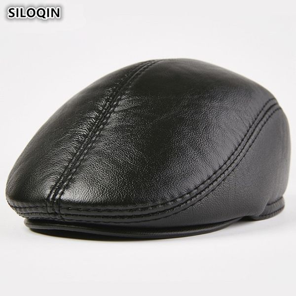 siloqin autumn winter warm earmuffs genuine leather hat men's cowhide leather berets new middle-aged thick thermal caps, Blue;gray
siloqin autumn winter warm earmuffs genuine leather hat men's cowhide leather berets new middle-aged thick thermal caps, Blue;gray