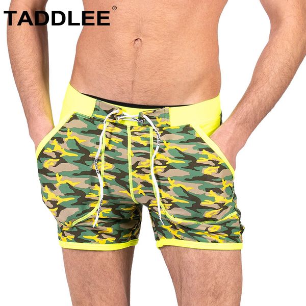 

taddlee brand swimwear men's swimsuits swim briefs bikini square cut long leg boardshorts surf pockets trunks boxer male bathing, White;black