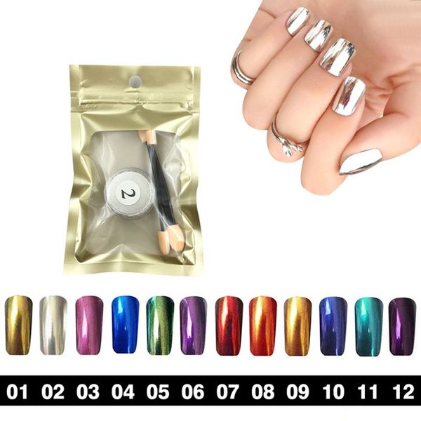 

3d effect nail glitter powder dust uv gel polish magic mirror nail art glitters pigment chrome decoration diy tool, Silver;gold