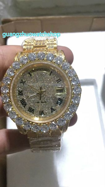 new full diamond watch fashion automatic men's prong set watch 43mm gold stainless steel case diamond face full iced diamond watch, Slivery;brown
new full diamond watch fashion automatic men's prong set watch 43mm gold stainless steel case diamond face full iced diamond watch, Slivery;brown