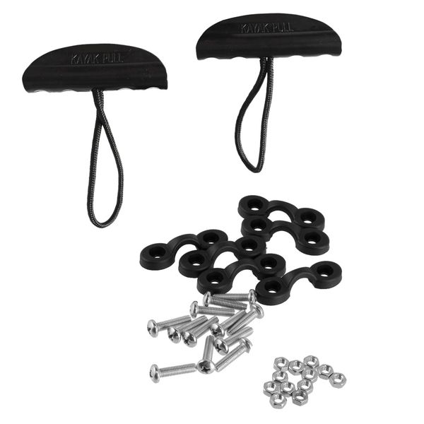 1 set kayak accessories - 2x kayak canoe boat pull handle + 6 pad eyes + 12 screws nuts hardware
1 set kayak accessories - 2x kayak canoe boat pull handle + 6 pad eyes + 12 screws nuts hardware