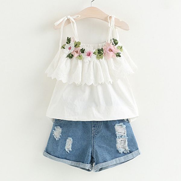 girls casual sling clothing sets romper denim shorts baby jumpsuit cargo pants floral bodysuits kids clothing children outfit, White
girls casual sling clothing sets romper denim shorts baby jumpsuit cargo pants floral bodysuits kids clothing children outfit, White