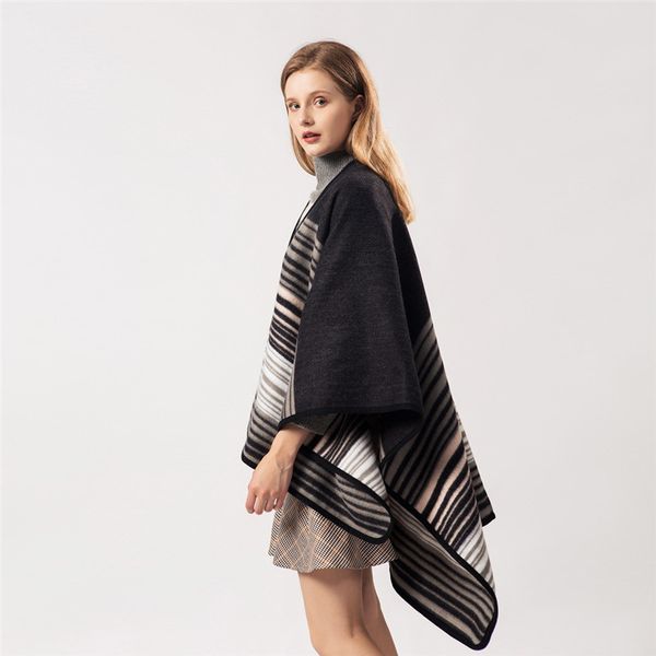 amazing soft women winter poncho long thick warm strips colorful ladies air condition room shawl wraps street fashion capes, White
amazing soft women winter poncho long thick warm strips colorful ladies air condition room shawl wraps street fashion capes, White