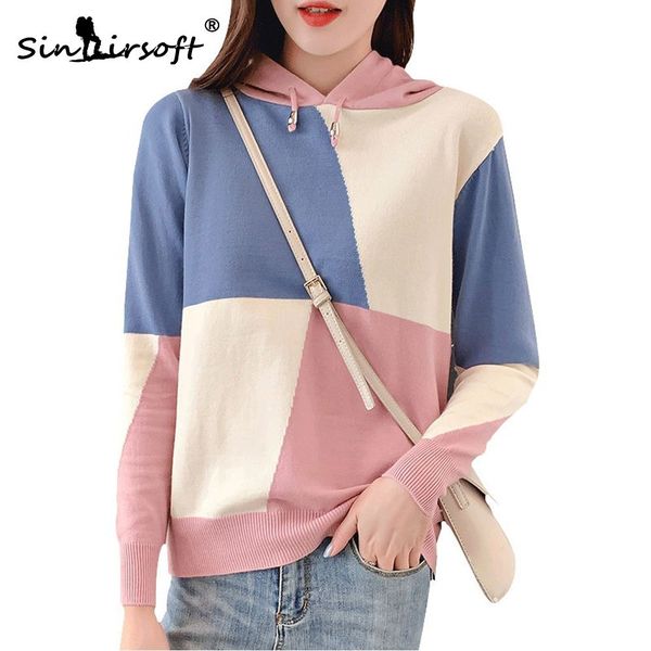 2019 autumn fashion sweater women's hooded sweater cotton stretch shirt soft and comfortable color matching women, White;black
2019 autumn fashion sweater women's hooded sweater cotton stretch shirt soft and comfortable color matching women, White;black