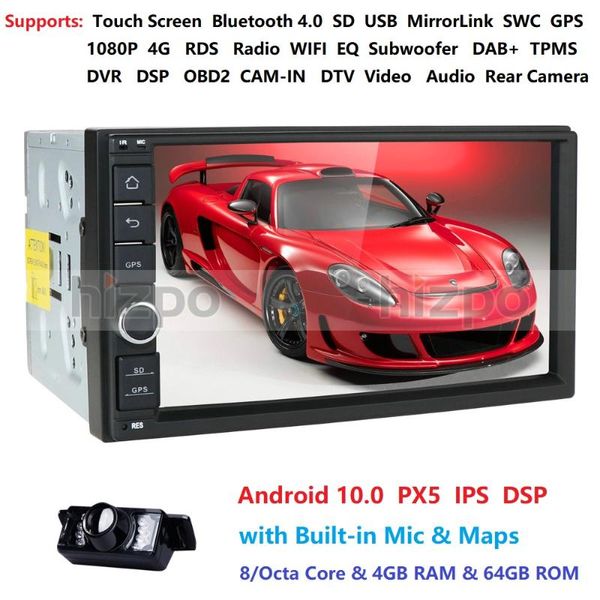 

octa core android 10.0 4g 64g wifi double 2 din car dvd player radio stereo gps navi dvr dab swc bt map mirror-link fm/am no-dvd