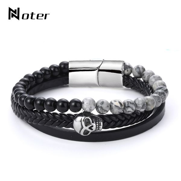 noter new fashion mens leather bracelet 3 layer gothic skull braslet male punk brazalete camping jewelry present for men pulsera, Black
noter new fashion mens leather bracelet 3 layer gothic skull braslet male punk brazalete camping jewelry present for men pulsera, Black