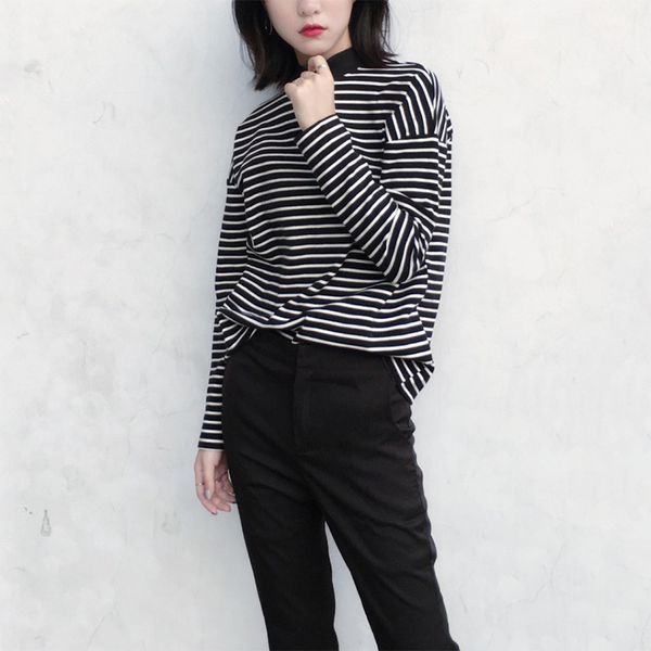 women woman shirt women turtleneck korean style t shirt harajuku casual crop long sleeves striped tees drop shipping, White
women woman shirt women turtleneck korean style t shirt harajuku casual crop long sleeves striped tees drop shipping, White