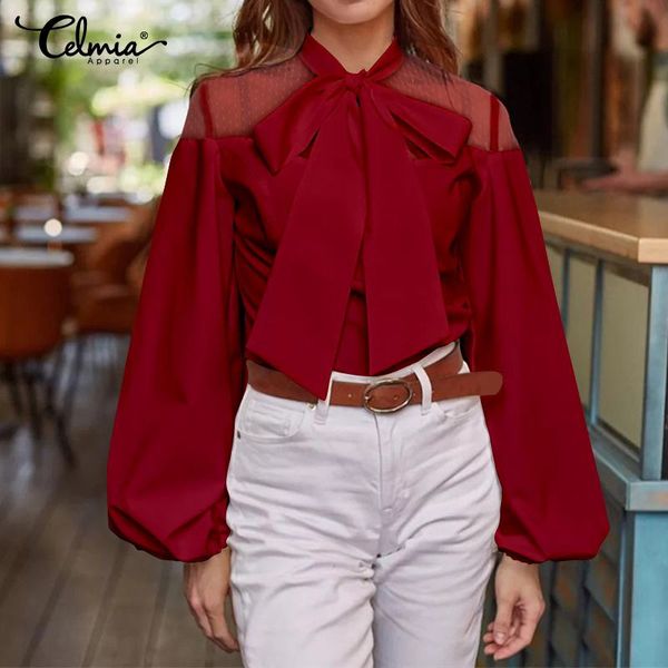 elegant women shirts celmia 2019 fashion long lantern sleeve lace blouses bow tie ladies casual loose blusas oversized, White
elegant women shirts celmia 2019 fashion long lantern sleeve lace blouses bow tie ladies casual loose blusas oversized, White