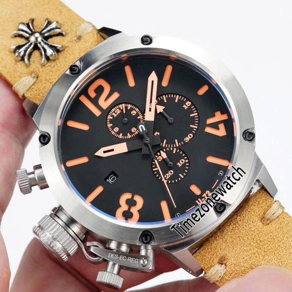 new flightdeck u-72 u72 vk quartz chronograph mens watch steel case black dial orange mark left hand leather satch timezonewatch e01a1, Slivery;brown
new flightdeck u-72 u72 vk quartz chronograph mens watch steel case black dial orange mark left hand leather satch timezonewatch e01a1, Slivery;brown