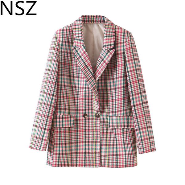 nsz woman vintage houndstooth blazer plaid long sleeve double breasted office lady jacket checked coat outerwear, White;black
nsz woman vintage houndstooth blazer plaid long sleeve double breasted office lady jacket checked coat outerwear, White;black