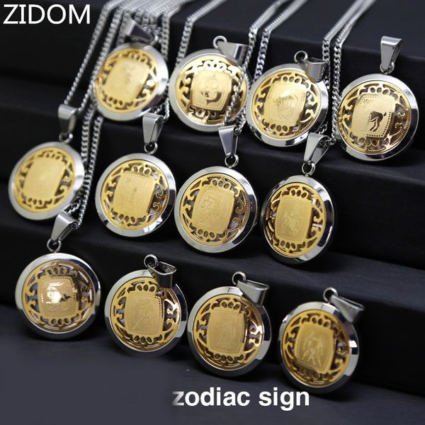 2 tone stainless steel round medallion 12 signs of zodiac pendant necklace 21.6"inch lovers jewelry, Silver
2 tone stainless steel round medallion 12 signs of zodiac pendant necklace 21.6"inch lovers jewelry, Silver