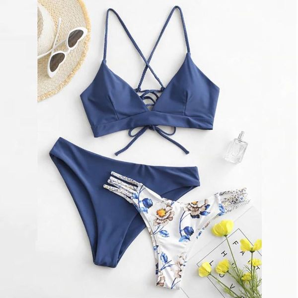 women's bikini set tropical print set swimsuit for women three piece padded bra swimwear summer beachwear swimming suit, White;black
women's bikini set tropical print set swimsuit for women three piece padded bra swimwear summer beachwear swimming suit, White;black