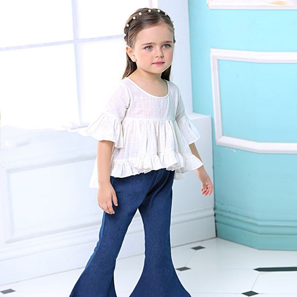 осень baby girl хлопок твердые бабочки рукава блуза футболка casual брюки костюмы set, White 
осень baby girl хлопок твердые бабочки рукава блуза футболка casual брюки костюмы set, White