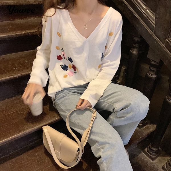 yawee 2020 spring autumn cardigans sweaters 2 colors fresh embroidery floral thin knitted single breasted simple, White
yawee 2020 spring autumn cardigans sweaters 2 colors fresh embroidery floral thin knitted single breasted simple, White