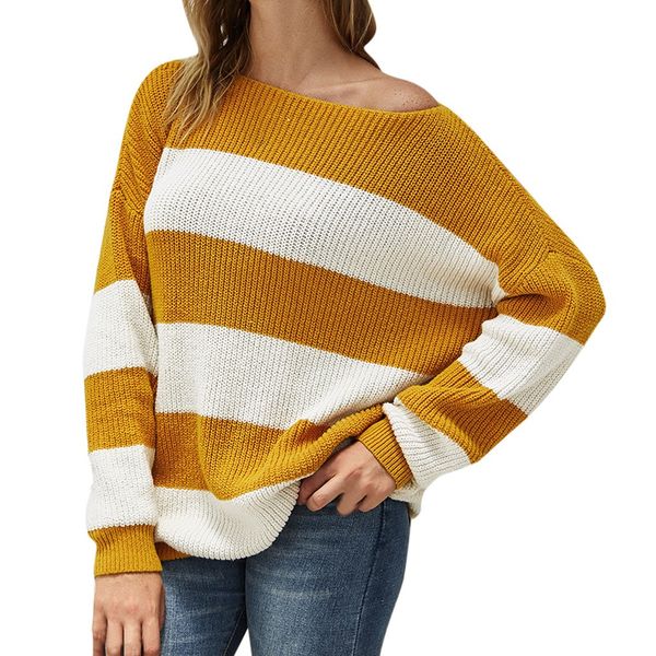 women's sweater 2019 autumn winter clothes pullover women fashion stripe long sleeve knitted jumper female sweater casaco, White;black
women's sweater 2019 autumn winter clothes pullover women fashion stripe long sleeve knitted jumper female sweater casaco, White;black