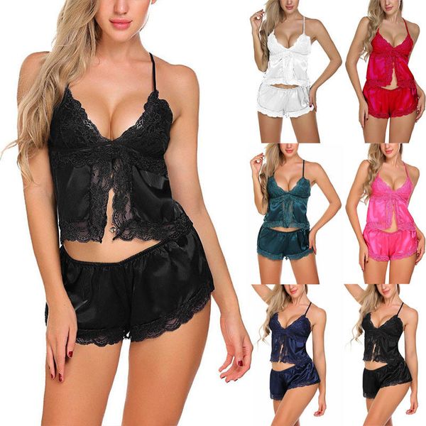 new arrivals 2pcs womens satin lace flower v-neck sleepwear babydoll lingerie nightdress pajamas set smooth clothes, Blue;gray
new arrivals 2pcs womens satin lace flower v-neck sleepwear babydoll lingerie nightdress pajamas set smooth clothes, Blue;gray
