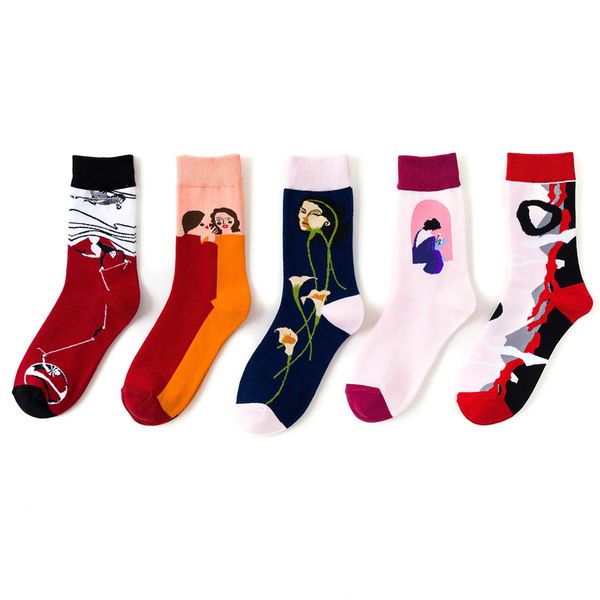 men women socks print socks college style cotton street trend long fall winter personality set 5 pairs/lot, Black
men women socks print socks college style cotton street trend long fall winter personality set 5 pairs/lot, Black