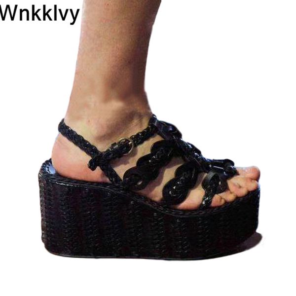 summer shoes for women 2020 weave platform wedge high heels gladiator sandals ankle strap handmade t- show runway sandalias, Black
summer shoes for women 2020 weave platform wedge high heels gladiator sandals ankle strap handmade t- show runway sandalias, Black