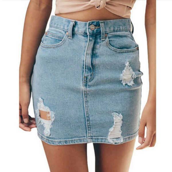 women high waist denim jeans pencil short skirt button up high waist casual mini hole skirt, Black
women high waist denim jeans pencil short skirt button up high waist casual mini hole skirt, Black